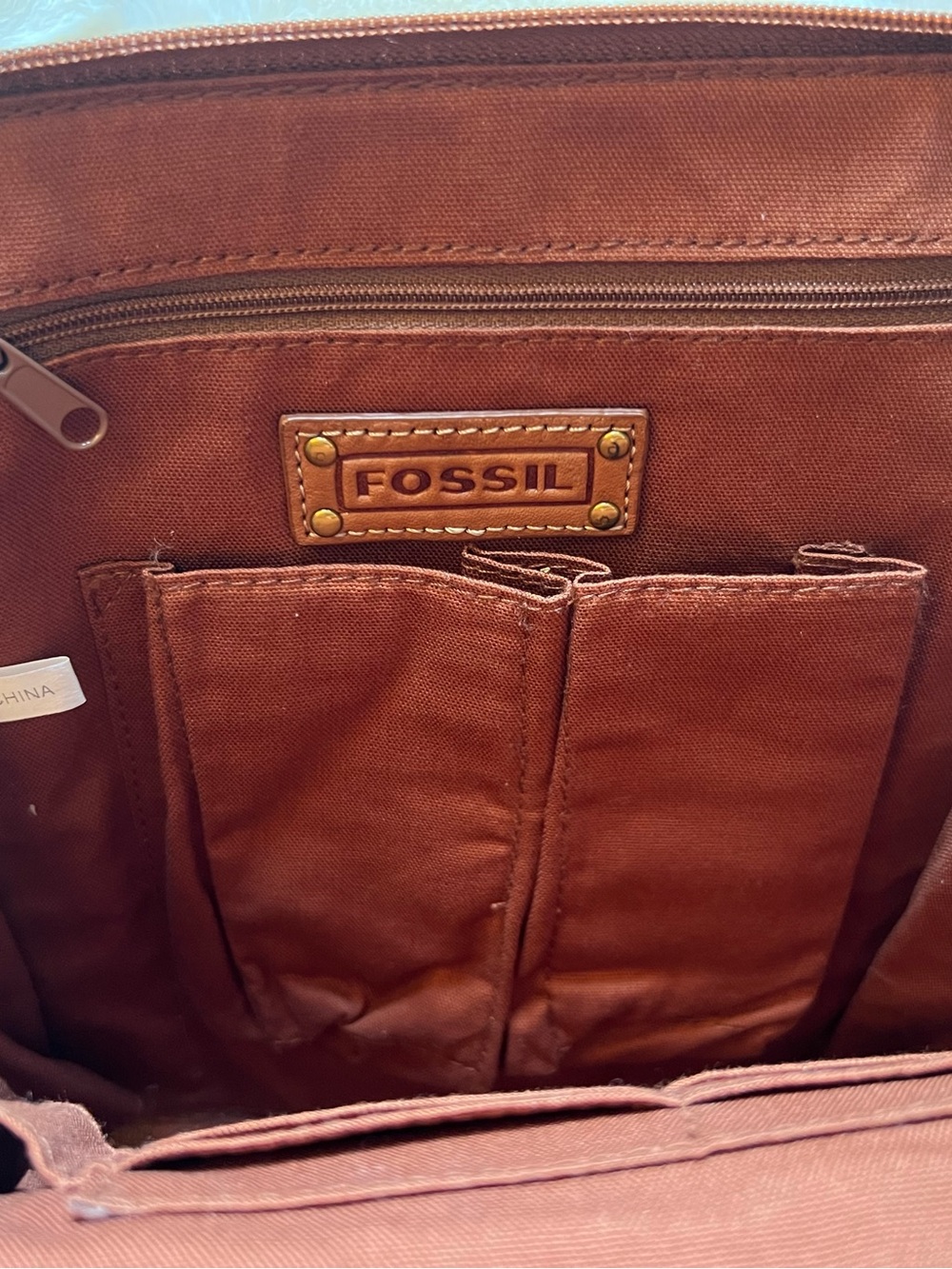 Fossil Brown Leather Messenger Crossbody Bag - Picture 4 of 10